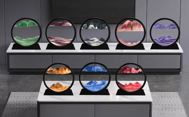 3D Dynamic Sand Art Liquid Motion, Moving Sand Art Picture Round Glass 3D Deep Sea Sandscape In Motion Display Flowing Sand Painting Relaxing Desk Toys