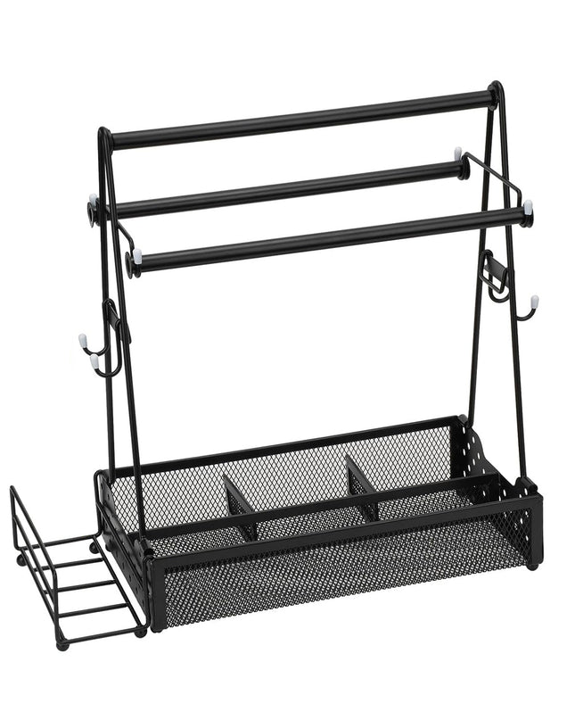 Utensil Caddy Metal Grill Caddy With Paper Towel Holders Utensil Holder For Outdoor Picnic Barbecue Camping Grilling Tools Storage Organizer Barbecue Accessories