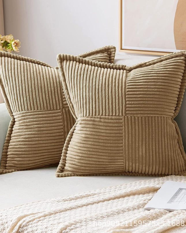 Corduroy Pillow Covers Super Soft Boho Striped Pillow Covers Broadside Decorative Textured Christmas Throw Pillows For Couch Cushion Livingroom