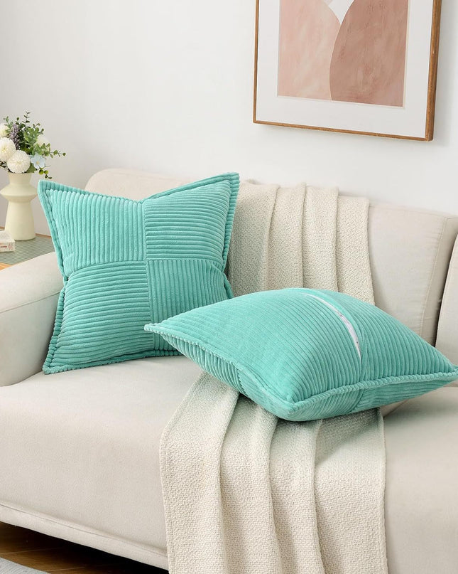 Corduroy Pillow Covers Super Soft Boho Striped Pillow Covers Broadside Decorative Textured Christmas Throw Pillows For Couch Cushion Livingroom