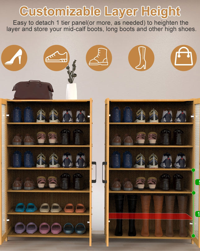 6-tier Bamboo Shoe Rack, Freestanding Shoe Cabinet