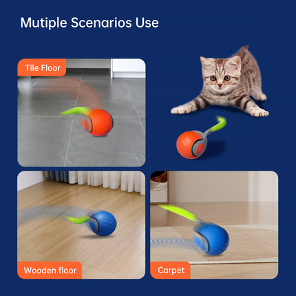 2025 Smart Interactive Cat Ball – Type-C Rechargeable Rolling Toy for Cats & Kittens – Automatic Ball for Cats, Dogs, and Small Pets