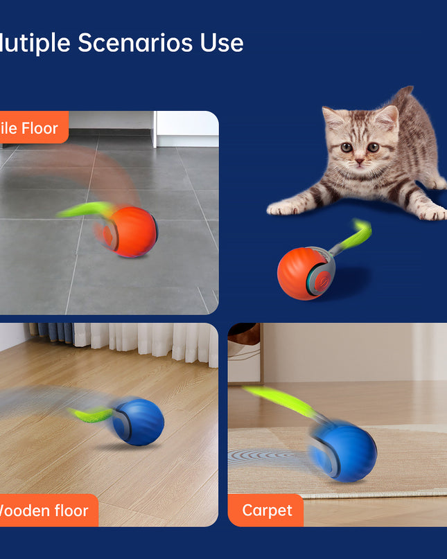 2025 Smart Interactive Cat Ball – Type-C Rechargeable Rolling Toy for Cats & Kittens – Automatic Ball for Cats, Dogs, and Small Pets