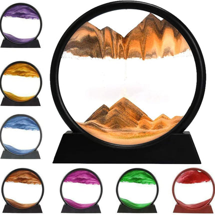 3D Dynamic Sand Art Liquid Motion, Moving Sand Art Picture Round Glass 3D Deep Sea Sandscape In Motion Display Flowing Sand Painting Relaxing Desk Toys