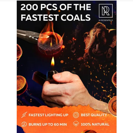 200 Pcs Charcoal Tablets For Incense Quick Light Charcoal Tablets 20 Roll