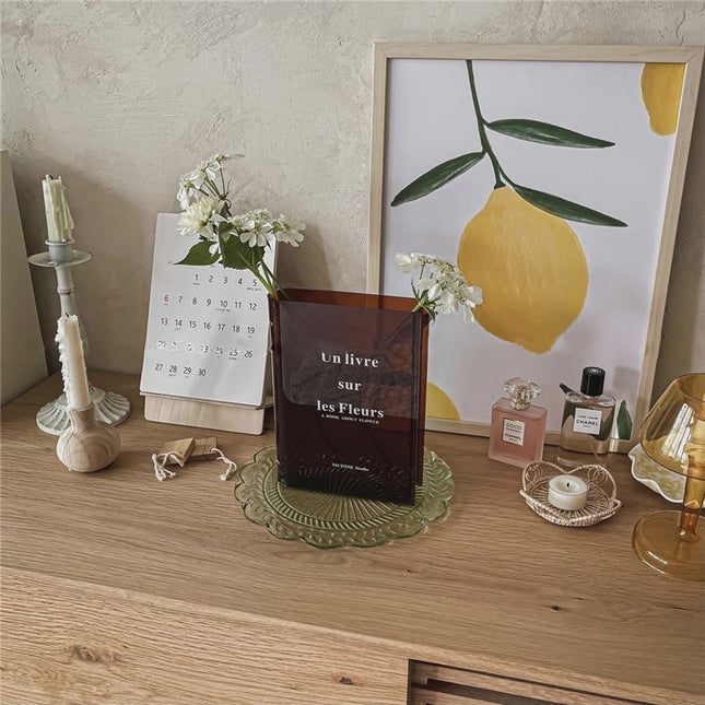 Transparent Acrylic Book Vase Living Room Hydroponic Flower