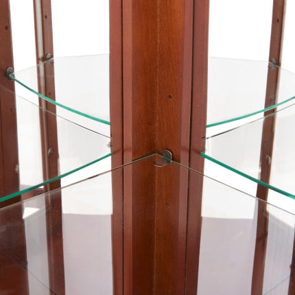 Corner Curio Cabinet With Lights, Adjustable Tempered Glass Shelves, Mirrored Back, Display Cabinet