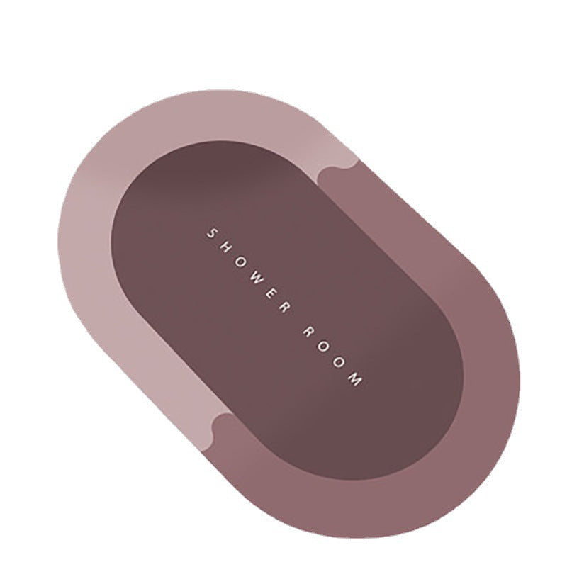 Oval-shaped purple tray with 'SHOWER ROOM' text on a white background